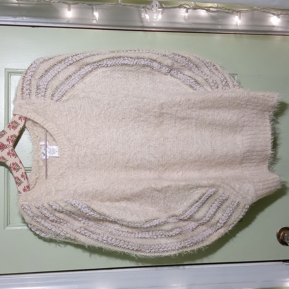 Women's Freeway butterfly poncho sweater cream gold Medium